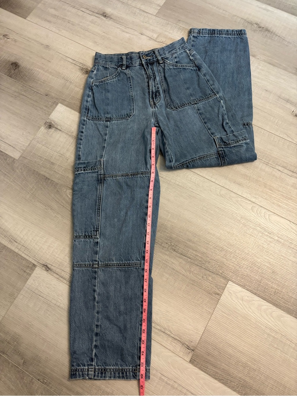 BDG Urban Outfitters Patchwork Cargo Jeans High Rise Baggy 26 - Picture 7 of 14